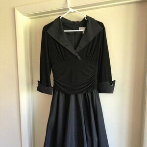 JESSICA HOWARD portrait collar A-line black dress